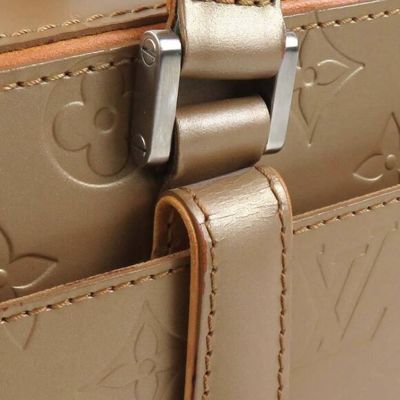 LOUIS VUITTON Monogram Matt Shelton Handbag Gold Brown - Picture 14 of 14